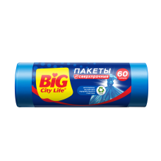 60л BIG CITY пакеты для мусора сверхпрочные LD 60*80см 10шт синий