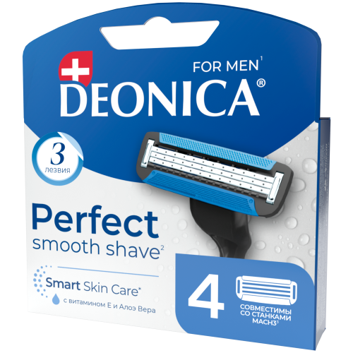 Deonica 3 лезвий FOR MEN Сменные кассеты для бритья, 4 шт