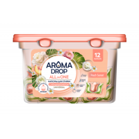 AROMA DROP капсулы для стирки с кондиционером All in one Peach Sunset, 12шт