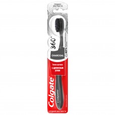 Колгейт зубная щетка 360 Древесный уголь чёрная средняя