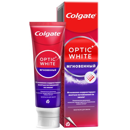 Колгейт зубная паста 75мл Optic White Мгновенный