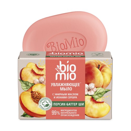 BioMio туалетное мыло натуральное 90гр Персик и ши BIO-SOAP