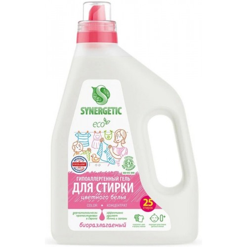Биоразлагаемый концентрированный гель для стирки SYNERGETIC COLOR 1,5л