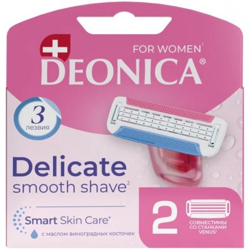 Deonica 3 лезвий FOR WOMEN Сменные кассеты для бритья, 2 шт*