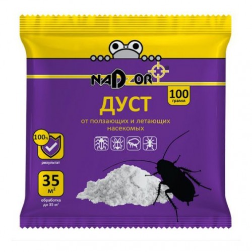 Дуст от ползающих насекомых тараканов, муравьев, клопов, блох, мух, крысиных клещей 100гр КП