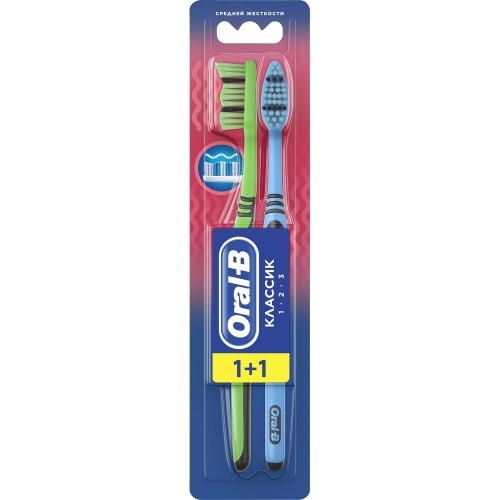 ORAL_B Зубная щетка 1 2 3 Классик 40 средняя 2шт