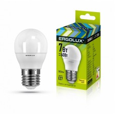 Лампа светодиодная Ergolux LED-G45-7W-E27-3K 7Вт Е27 3000К Шар  (60Вт) теплый свет
