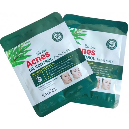 SADOER Маска для лица тканевая против акне с Маслом чайного дерева 25 г
