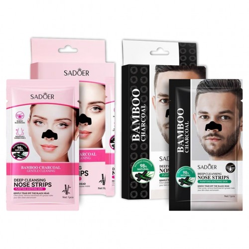 SADOER Полоски для глубокого очищения носа с бамбуковым углем 6 шт
