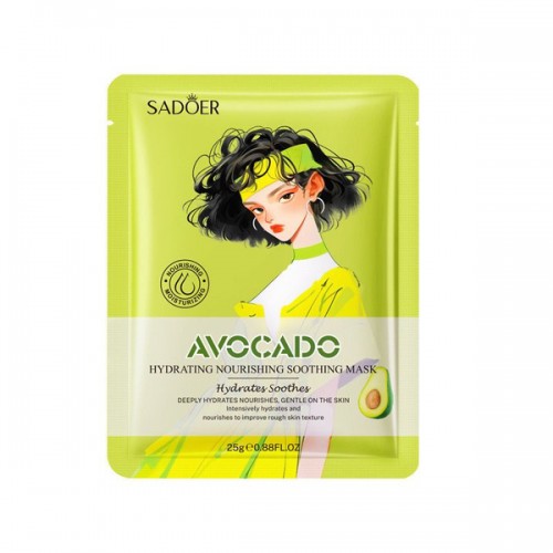 SADOER Маска для лица тканевая успокаивающая с Авокадо 25г
