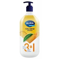 AURA Family Гель-смузи для душа 3в1 дыня, ананас, персик NEW флакон/дозатор 1000мл КК/6
