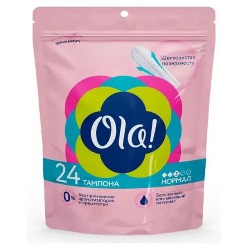 ОЛА тампоны Нормал 24шт Шелковистая Поверхность п/э ОЛА тампоны Нормал 24шт Шелковистая Поверхность п/э