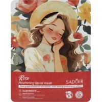 SADOER Маска для лица тканевая питательная с экстрактом Розы 25г