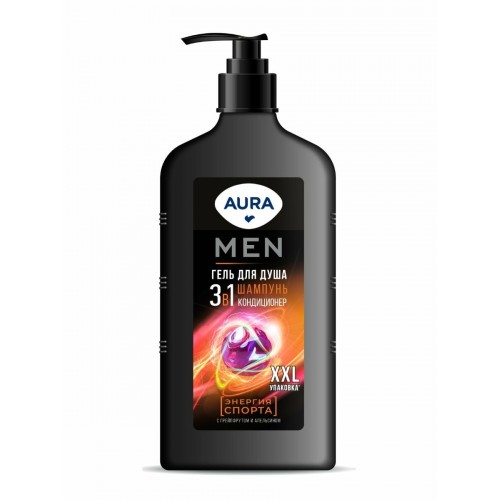 AURA Men Гель для душа 3в1 Энергия Спорта флакон/дозатор 750мл