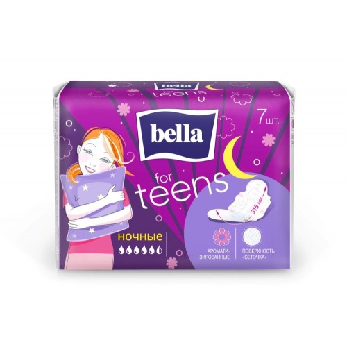 Белла for Teens прокладки подростковые гигиенические ночные цитрусовый аромат сеточка, 7 шт.