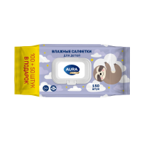 AURA PREMIUM Влажные салфетки для детей big-pack с крышкой 150шт КК/12 AURA PREMIUM Влажные салфетки для детей big-pack с крышкой 150шт КК/12