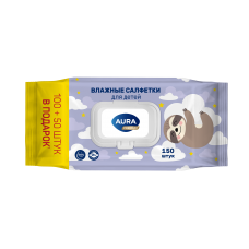 AURA PREMIUM Влажные салфетки для детей big-pack с крышкой 150шт КК/12