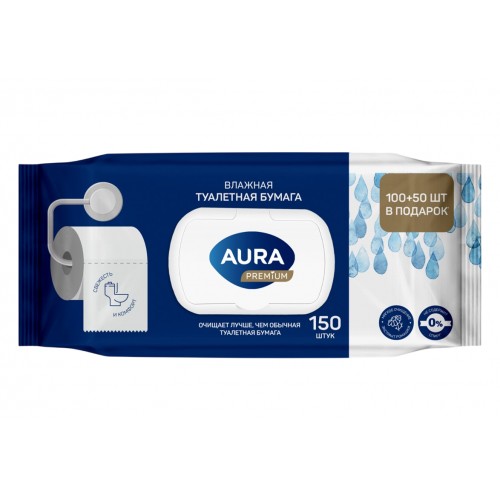 AURA PREMIUM влажная туалетная бумага big-pack с крышкой 150шт КК/12 AURA PREMIUM влажная туалетная бумага big-pack с крышкой 150шт КК/12