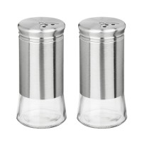 Набор для соли и перца 16,6*8,5-17,5см. стекло,нерж.сталь,пластик, цвет серебро SATOHSI