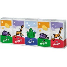 Белла Happy детские платочки бумажные 3-х сл. дизайн Звери (спайка 10*10шт)