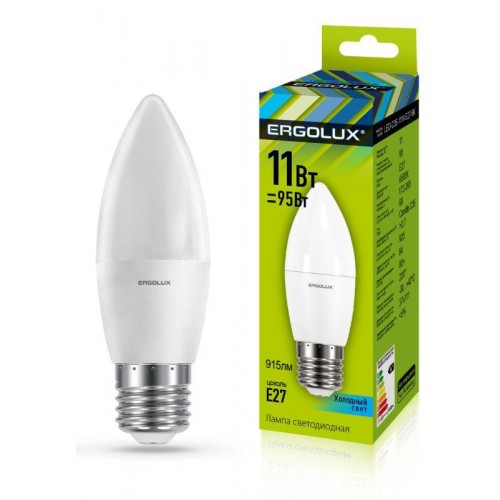 Лампа светодиодная Ergolux LED-C35-11W-E27-4K  11Вт E27 4000K 220-240В свеча
