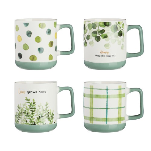 Кружка 370мл фарфор Грин лайф 4 дизайна