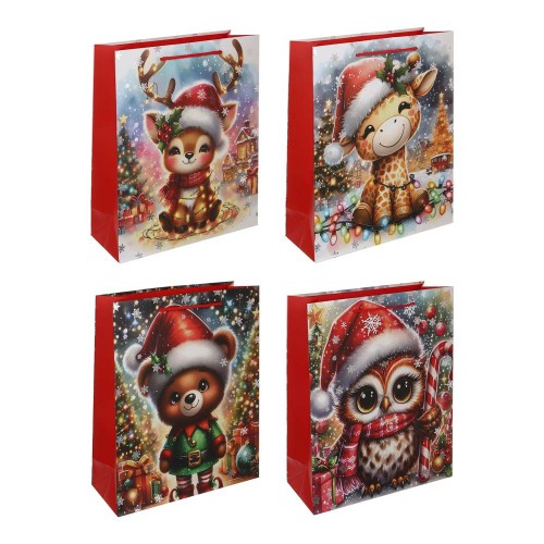 Пакет подарочный бумажный 26*32*10см 4 дизайна, Сноу Бум
