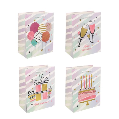 Пакет подарочный бумажный 18х23х10см. 4 дизайна, Fntastic