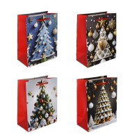 Пакет подарочный бумажный 18*23*10см Ёлочки 4 дизайна, Сноу Бум
