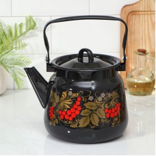 Чайник эм. 3,5л черный рябчик с петлей (зак.дно)