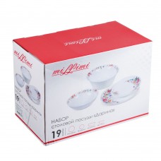 Набор столовой посуды 19 пр., опаловое стекло, Дарина MILLIMI