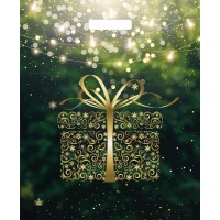 Пакет ПВД с вырубной ручкой 450*380*0,060 Золотой Подарок цена за упаковку 50 шт.