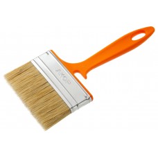 Кисть для фасада плоская 100х12мм, светлая натуральная щетина, оранжевая пласт.ручка