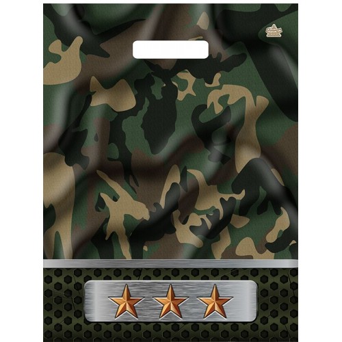 Пакет ПВД с вырубной ручкой 400*310*0,060 Камуфляж Цена за 50шт!!!