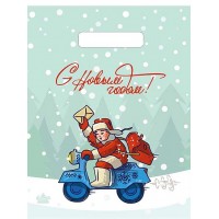 Пакет мини ПВД с вырубной ручкой 300*230*0,030 Новогоднее послание Цена за упаковку 100 шт.