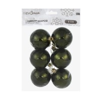 Набор шаров СНОУ БУМ 6см. 6шт. темно-зеленый