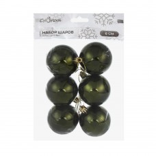 Набор шаров СНОУ БУМ 6см. 6шт. темно-зеленый