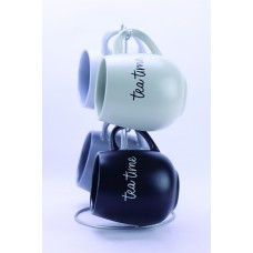 Набор 4-х кружек 380мл на метал.стенде фарфор