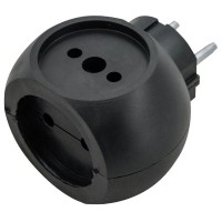 Тройник разветвитель Si 1/3С - BI PB-043, 16А черный шар Volsten Тройник разветвитель Si 1/3С - BI PB-043, 16А черный шар Volsten