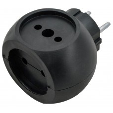 Тройник разветвитель Si 1/3С - BI PB-043, 16А черный шар Volsten