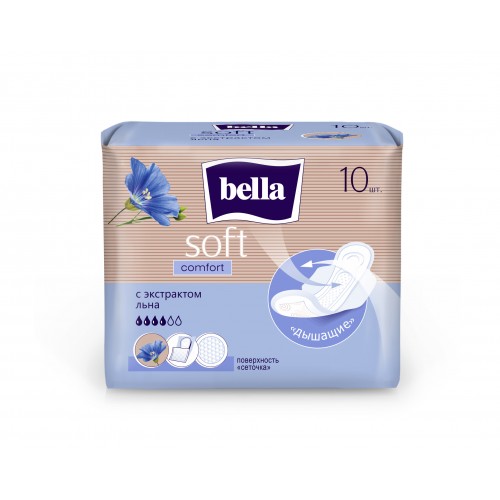Белла Soft Comfort прокладки гигиенические с крылышками с экстрактом льна софт 4 кап, 10 шт.