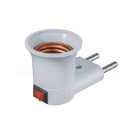 Переходник с выключателем вилка/Е27, пластиковый, 220V/4A V03-PA-PL-E27 Volsten