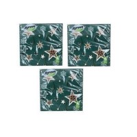 Салфетки бумажные 33*33см, 3-х слойная 20шт Звезды на зеленом