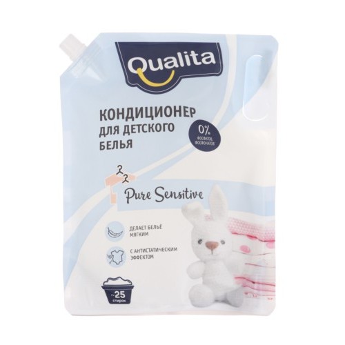 QUALITA кондиционер для белья 1000мл PURE SENSETIVE дой-пак