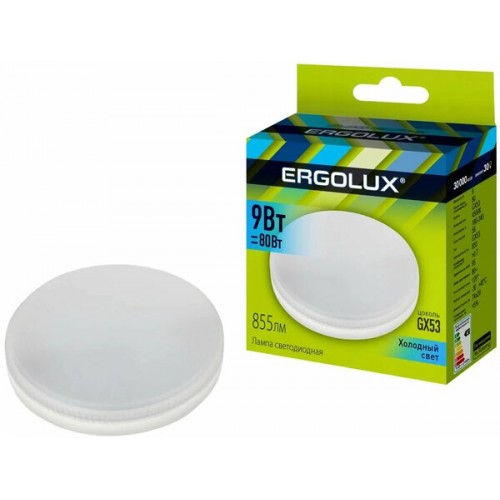 Лампа светодиодная для встроенных светильников Ergolux LED-GX53-9W-GX53-4K 4500К 9Вт