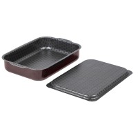 Противень 230-300*61мм. Хозяюшка кружево мет/кр.вишня. З-Г