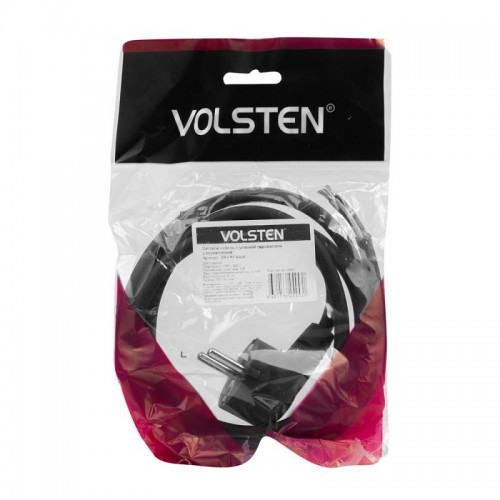 Сетевой кабель VOLSTEN SR-LR2 (черный ПВС3*1 с угловой евровилкой, 3500вт, 16а, 1,5м)