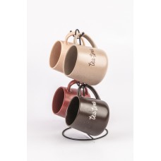 Набор 4-х кружек 380мл на метал.стенде фарфор