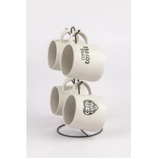 Набор 4-х кружек 370мл на метал.стенде фарфор