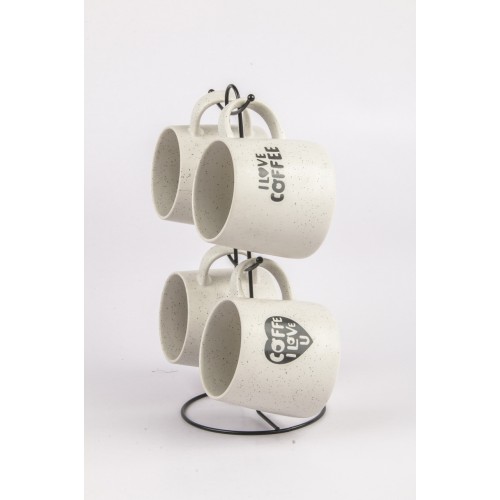 Набор 4-х кружек 370мл на метал.стенде фарфор